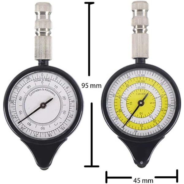 2 stk. Kortmåler Odometer Multifunktion Kompas Kurvimeter Enhed, sølv
