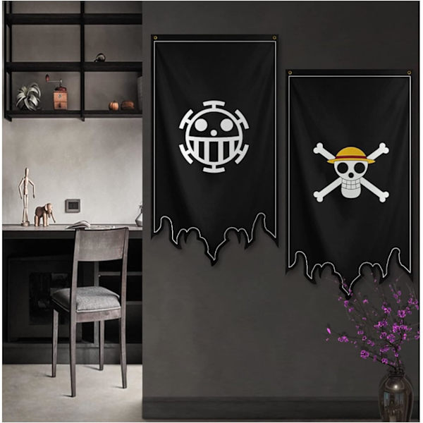 4-delad banner Anime Flag Luffy Pirate Legion Banner Väggdekor Pojkar Sovrum