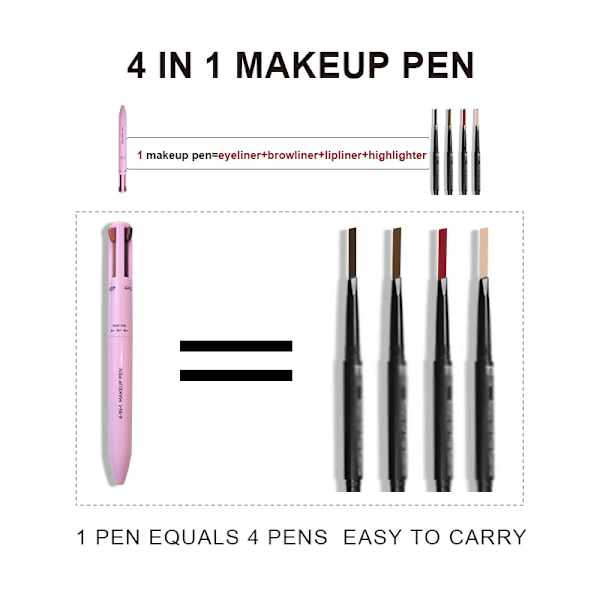 4-i-1 sminkepenn, eyeliner, brynliner, lipliner og highlighter