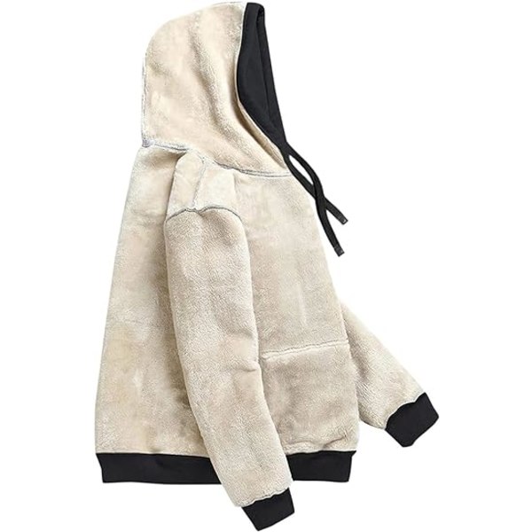 Dam Casual Winter Warm Fleece Sherpa-fodrad tröja Huvtröja（Si
