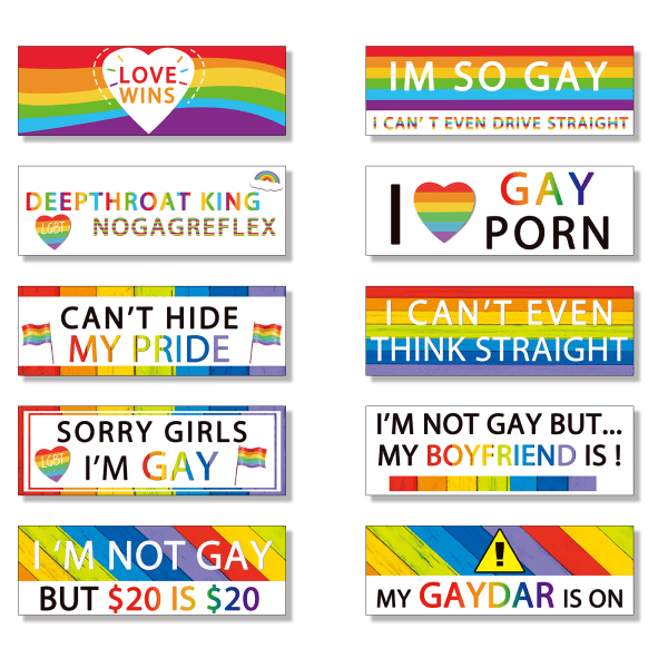10 stk Pride Rainbow Sticker Decal Vinyl Bumper Flag Horisontal St