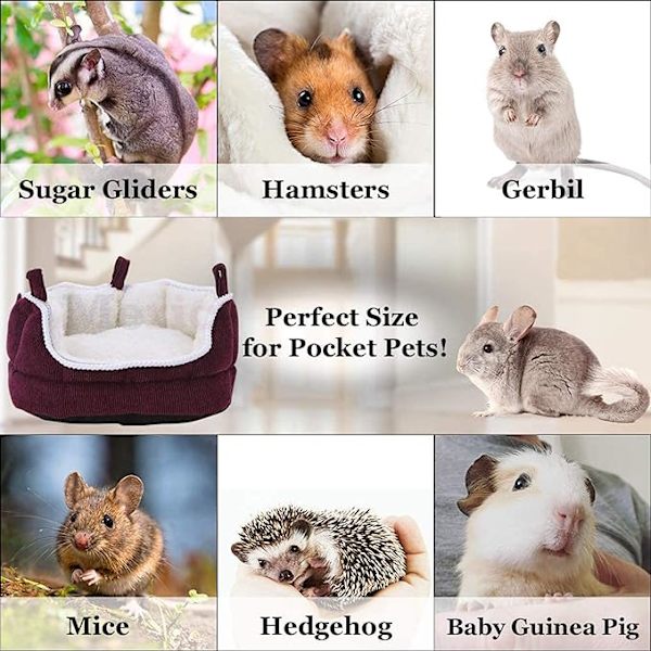 Pehmeä ja mukava fleecevuorattu puuvillapeti pienille eläimille, irrotettavalla tyynyllä, kodikkaaseen ja mukavaan uneen, gerbiileille, vastasyntyneille marsuille ja hamstereille