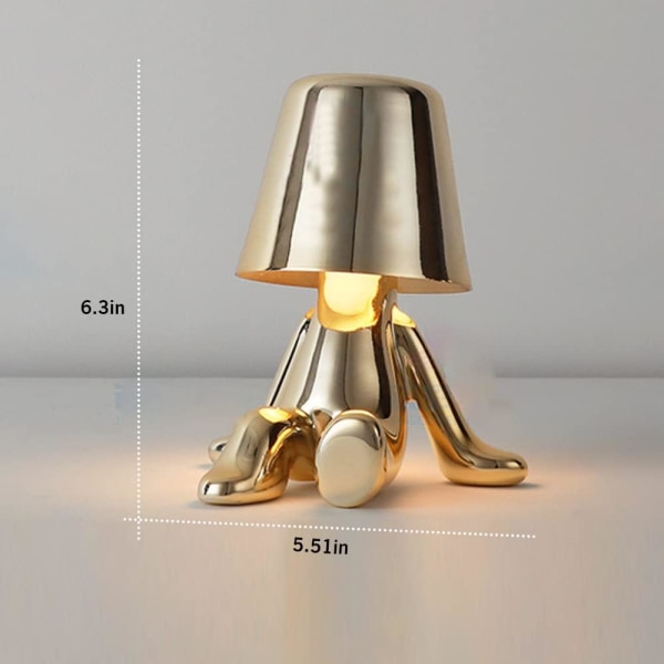 Seng Touch Control Bordlampe, Thinker Golden Man Statue LED T