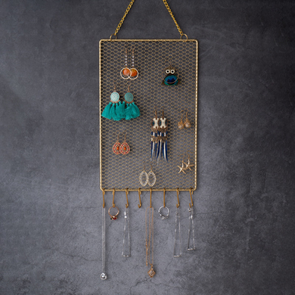 Förvaringsställ för örhängen hängande smyckesförvaringsställ för örhängen i mesh