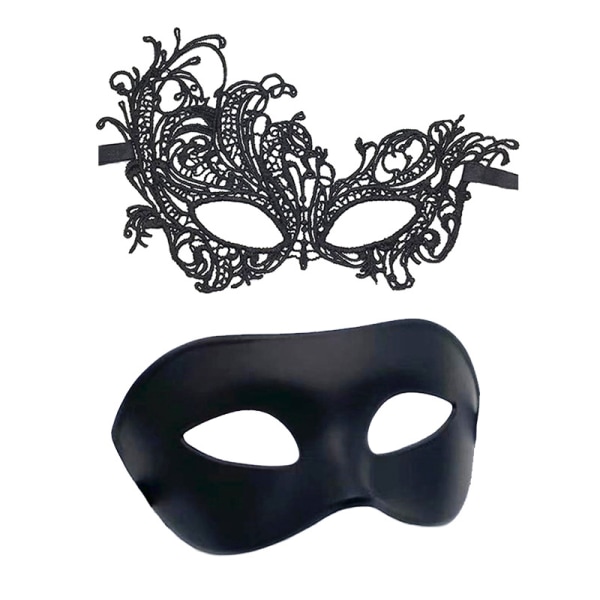 Par Masquerade Spets Mask Set, Passar för kvinnor och män Venetian Hal