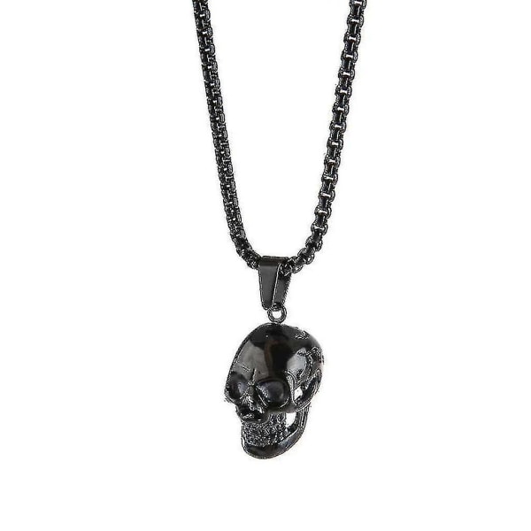 Gotisk skalle halsband rostfritt stål Punk smycken för män skelett hänge