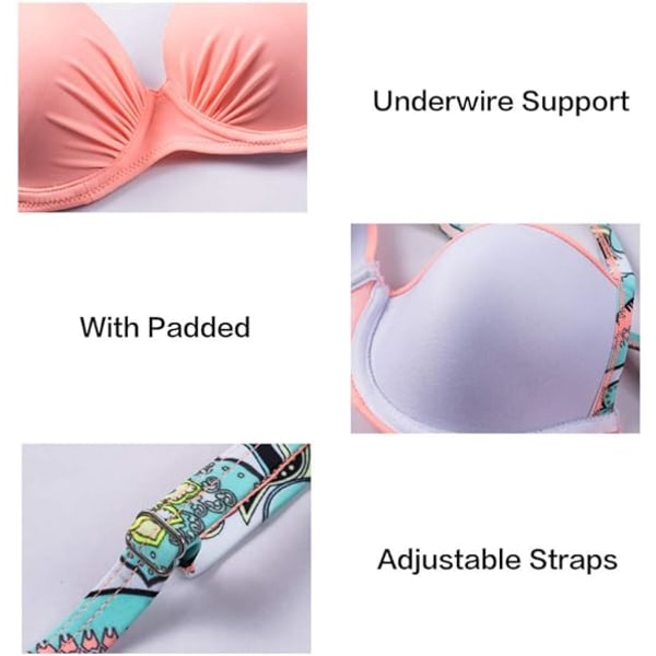 Kvinnors Push Up Tvådelad Bikini Baddräkt Vadderad Baddräkt,XL