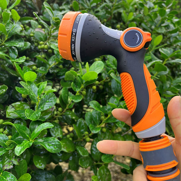Tungt metall multifunktionell justerbar slangmunstycke med smart gasreglage, orange