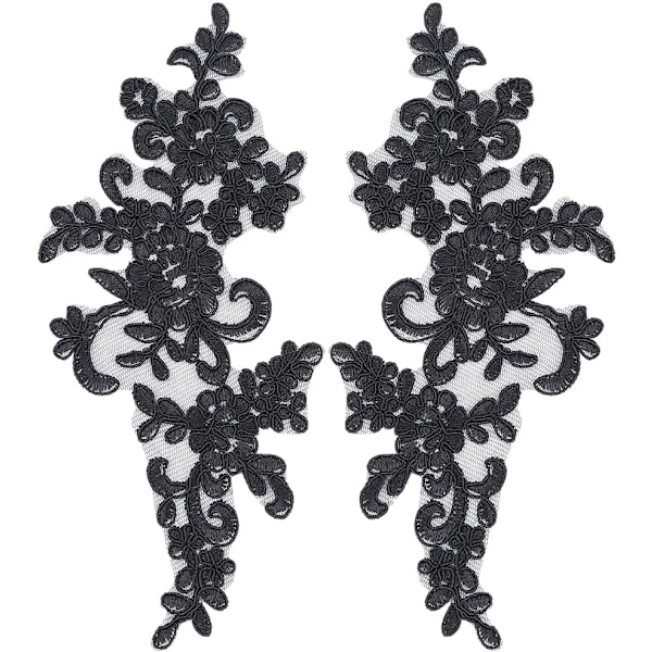 2 st Pärlblommor Sekvens Spets Applikation Motiv Sy på Broderad Spets Applikation Bröllopsklänning Brud Huvudbonad Prydnad Lapp för Kläder Sömnad C