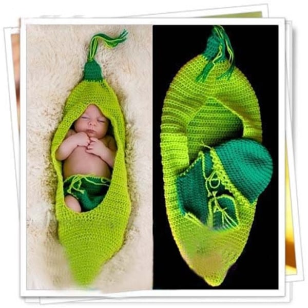 Babypige Grøn sovepose+tøj Sæt Nyfødt fotografering rekvisitter Baby