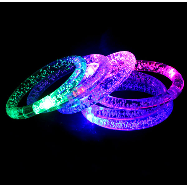 12 st Blinkande armband, återanvändbara LED färgglada akryl armband för Ha