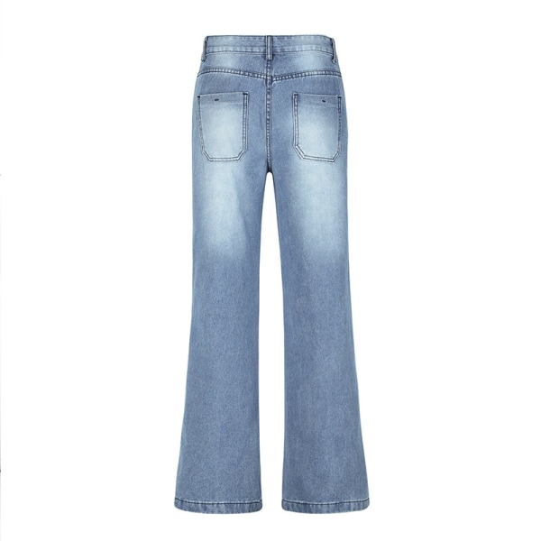 Dame Boot Cut Jeans Høy midje Jeans Straight Wide Leg Jeans Casual Bagg