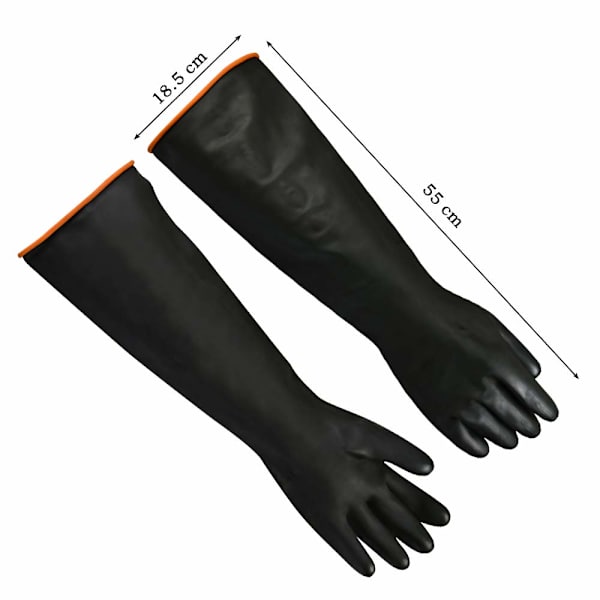 Kemikalieresistenta latexhandskar i gummi, resistenta mot syra/alkali/industriellt säkerhetsarbete, långa skyddshandskar, svarta, 1 par