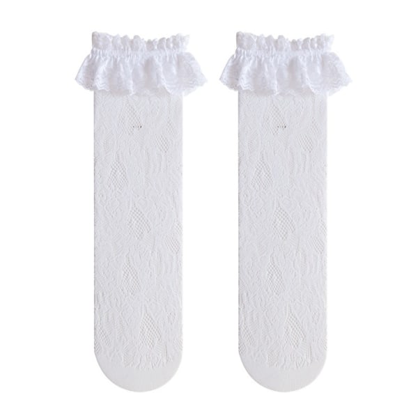 4 stk. Dame Ruffle Cuff Lace Anklet Sokker, hvit