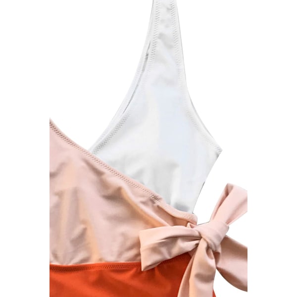 Baddräkt i ett stycke för kvinnor omlott färgblock Tie Sida Baddräkt XL