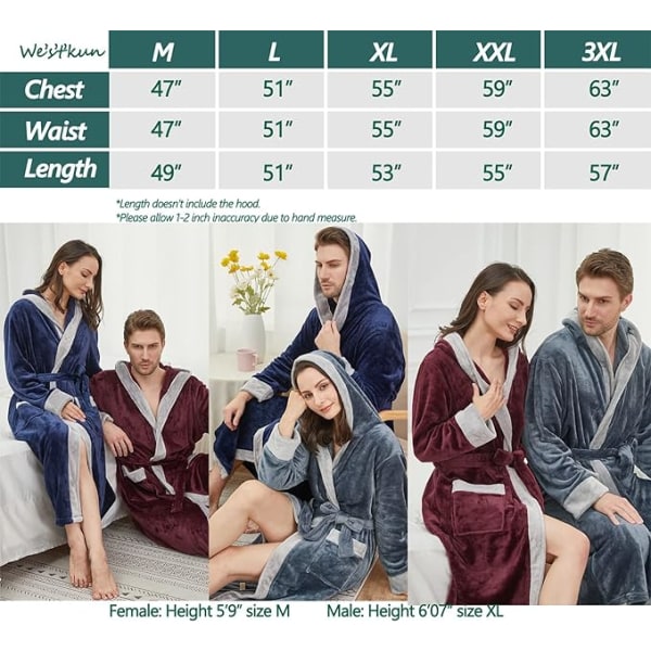 Unisex Badrockar Fleece Hel Lång Badrock Flanell Sjal Krage