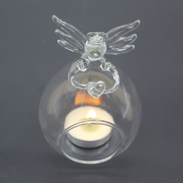 2 stk. Engel glas tealight holder Hjemmefest dekoration Candl Transparent 2stk