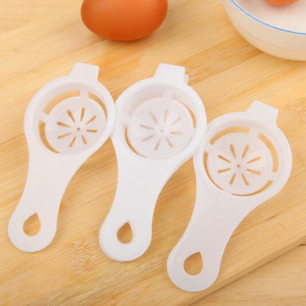 3 stk eggeplommeseparator kjøkkenredskaper - eggeplommeseparator verktøy eggeplommefjerner kul gadget - søte kjøkkenredskaper hvite 2,36*4,96 tommer