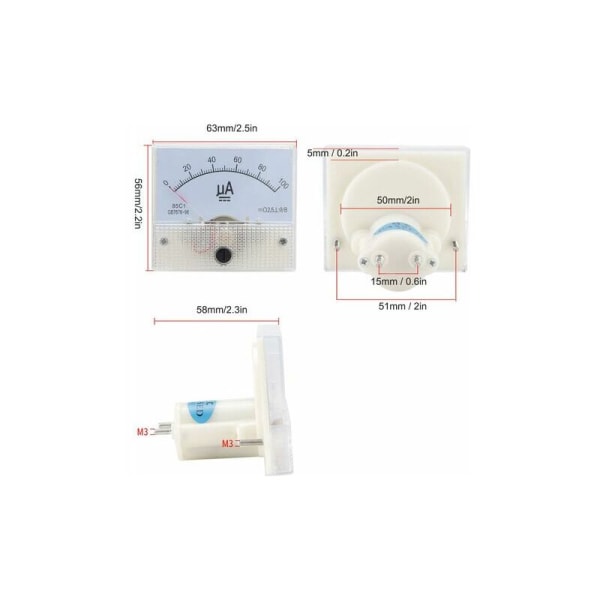 Analog voltmeter, 85C1 DC 0100UA pekare analog ammeter, ström yta panel med enkel struktur