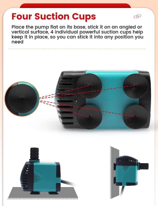 Mini akvariepump (450L/H, 6W) Vattenpump, Dammpump Nedsänkbar pump Vattenpump Fontänpump HMAX 0,8 m