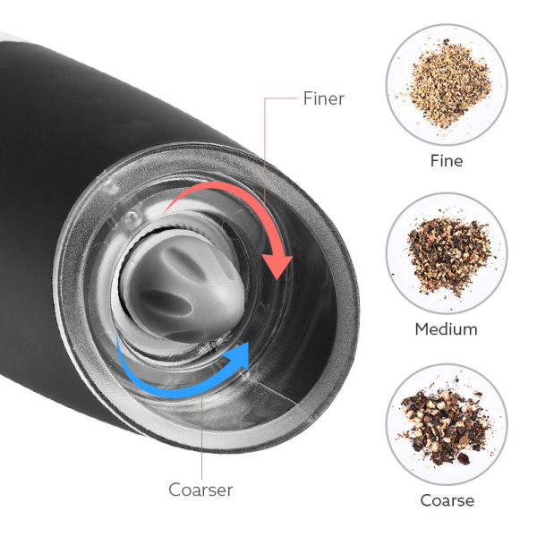 2 stk. Krydderikværn Elektrisk Gravity-sensor Spice Grinders Sort