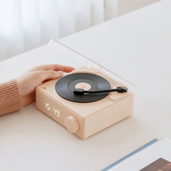 Retro Bluetooth-højttaler Sort limdisk vækkeur stereohøjttaler