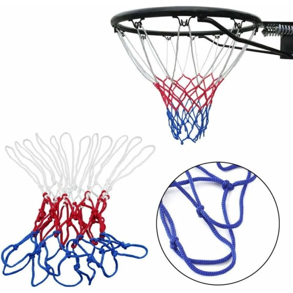 2 stk. Rød/Hvid/Blå Nylon Basketball Net 12 Løkker