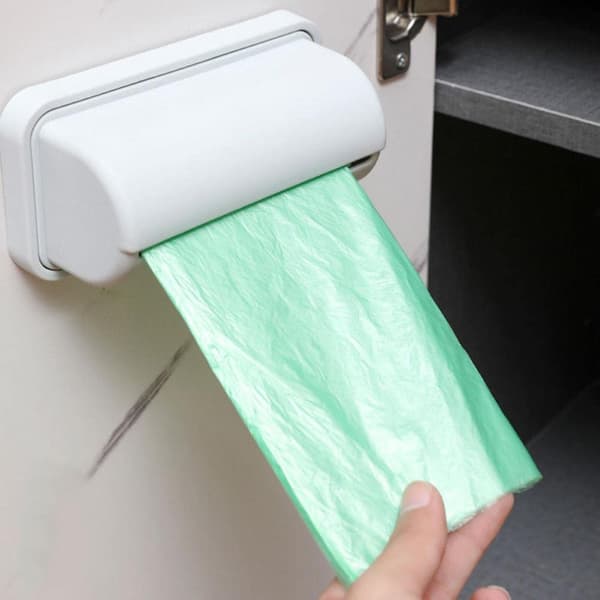 2 st plast väggmonterad sopsäck behållare, sopsäck organizer, sopsäck dispenser, multifunktionell förvaringslåda, （vit, 15*6,5cm）