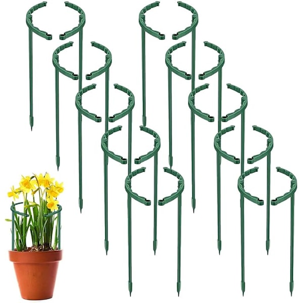 10 sets of plant stakes, round plant stakes, reusable indoor plant stakes, green plant stakes, suitable for roses, peonies, lily vines