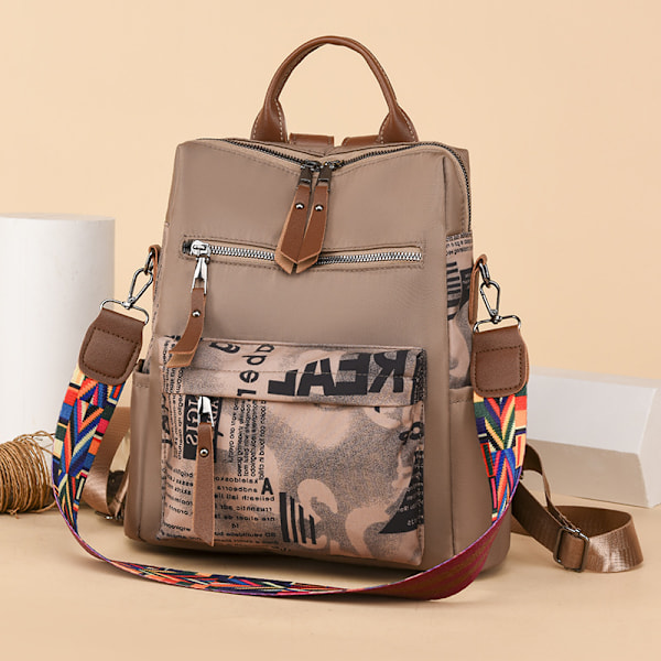 Ryggsäck Dam Handväska Mode Oxford Axelremsväska Portabel Reseryggsäck Stöldskydd Crossbody Väska för Kvinnor Flickor