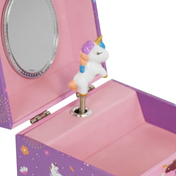 Musical Jewelry Box, Rainbow Unicorn, with Storage Drawer - The B