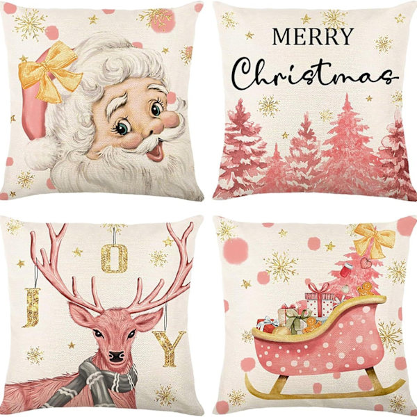 Juledekorative Putesett med Putesett, Juleputetrekkpakke for Sofa, Seng, Romdekorasjon, Tilbehør, Polyester, 45 cm x 45 cm, Innendørs Dekor