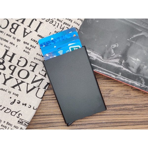 Svart kortholder med RFID-beskyttelse Aluminiumrom, sort