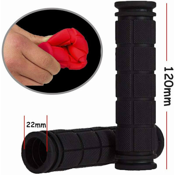 Styrehåndtak, 2 par 22mm gummigrep for sykkel tilbehør for utendørs sykling (svart, rød)