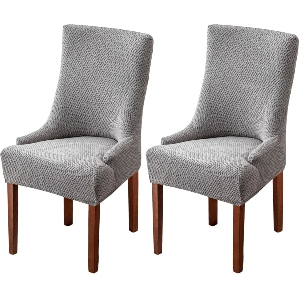 2 st Wingback fåtölj överdrag, stretch Wingback fåtölj överdrag, lutande arm fåtölj skydd överdrag för matsal bankett hem  (Färg: Ljusgrå)