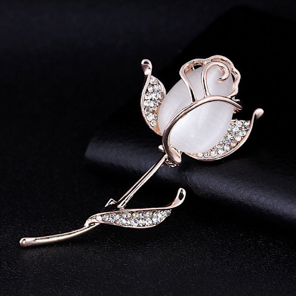 Roseblomst Brosje Elegant Skinnende Krystallblomst Brosjer Opal Stein Rhin