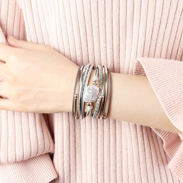Lädermanschett Armband Barock Pärla Wrap Armband Gorgeous Guld Rör Armband