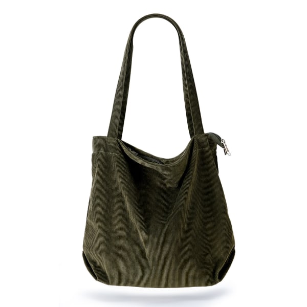 Kvinner Corduroy Tote Bag Glidelås Casual Tote's Handbag Stor kapasitet