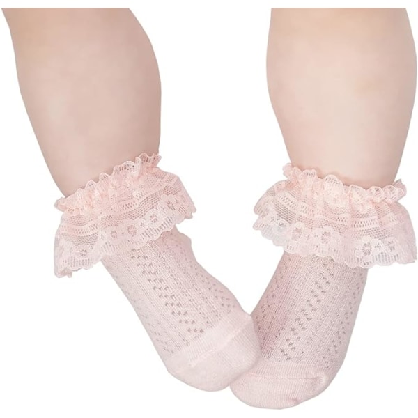 Baby småbørn piger prinsesse bomuld frilly sokker blonder flæse pakke med 6 tynde