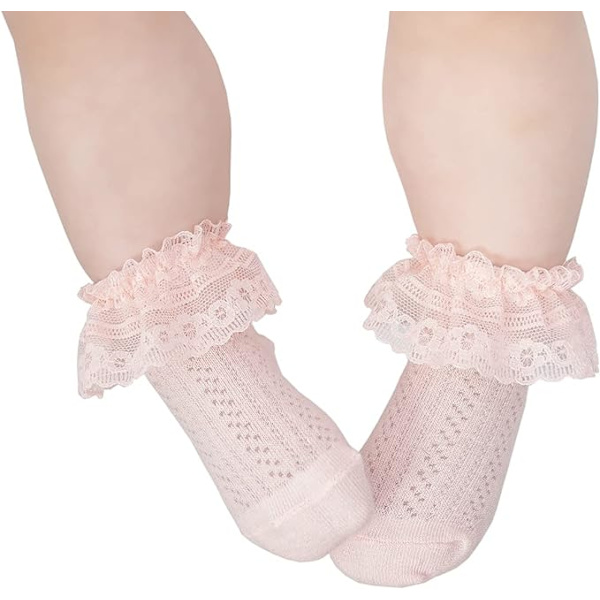 Baby Toddler Girls Princess Cotton Frilly Socks Lace Ruffle Pack of 6 Thin