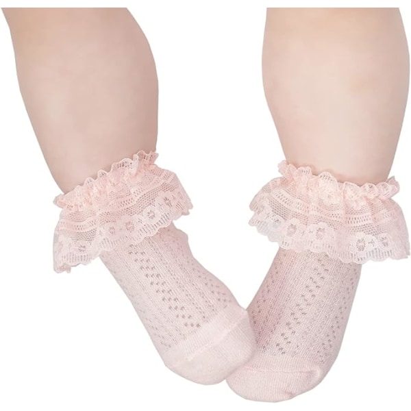 Baby Toddler Jenter Princess Bomull Frilly Sokker Blonder Ruffle Pakke med 6 Tynn