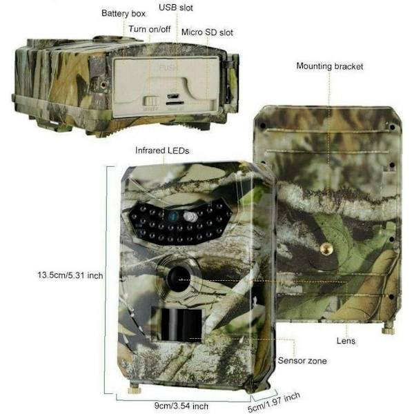 Vildtkamera 1080p 12mp Udendørs Jagt Kamera Med Kamera Spil Nattesyn Infrarød Vandtæt Spejder