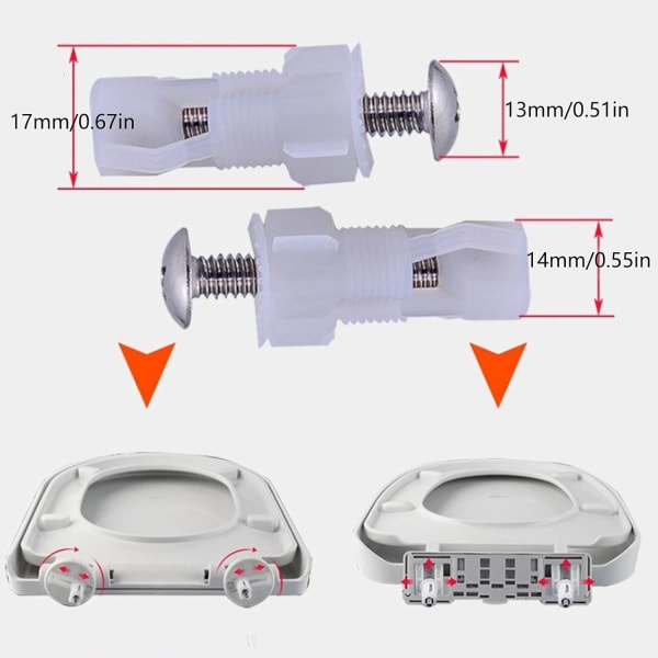 Toiletlåg Udvidelsesskruer Toiletsæde Hængsel Top Fastgørelsesskruer Nylon Kit Tilbehør