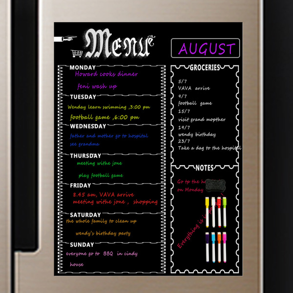 Weekly Menu Board Dry Erase, 12X15.7inch Magnetic Meal Planner for Refriger