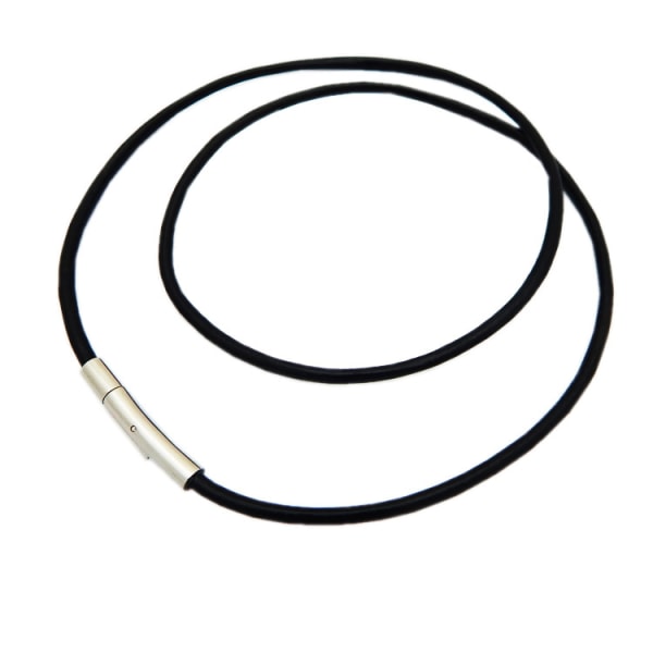 Halsband för män - Kedja - 3 mm sladd - Läder - Rostfritt stål - För män - Färg Svart Silver