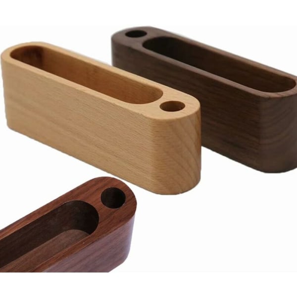 Træ visitkortholder, 2 stk. visitkortdisplaystand med pen