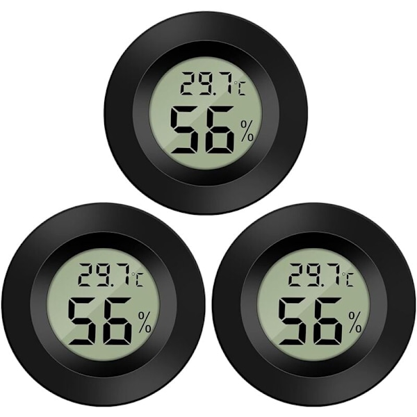3-pakkauksen digitaalinen LCD-hygrometrin lämpömittari kosteusmittari mittarin kosteuttajille ilmankostuttimille kasvihuoneille kellarille vauvanhuoneelle