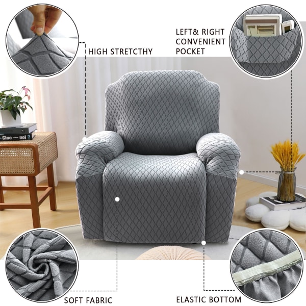 Fåtölj Stretch Soffa Slipcover Cover Ljusgrå 1 Piece Furniture Pro