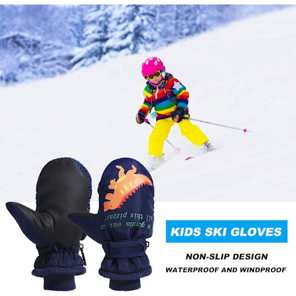 Barn Skidhandskar, Flickor Pojkar Skidvantar Vinter Varma Handskar Vindtäta Andningsbara Snowboardvantar för Cykling Ridning Skridsko Pojkar Flickor 2-5 År Gamla