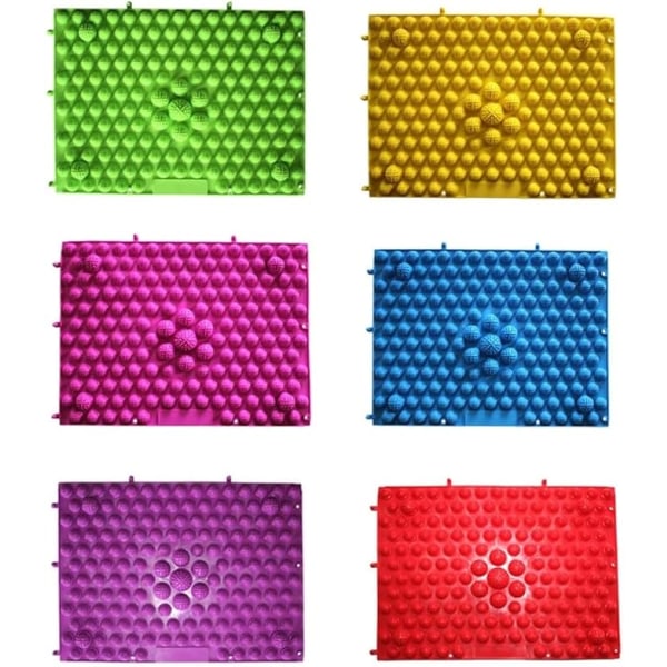 6PCS Fotmassagematta Akupressurmatta Fotreflexologi Gå Tåplatta Massageplatta Badrumsmatta Yogamatta Halkskyddad Matta Utomhusspel Straffmatta (6färg)